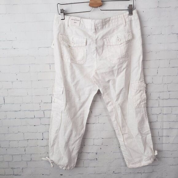 Aeropostale Y2K Cropped Linen Pants Size 9 / 10 White Low Rise NEW Deadstock - Picture 7 of 9